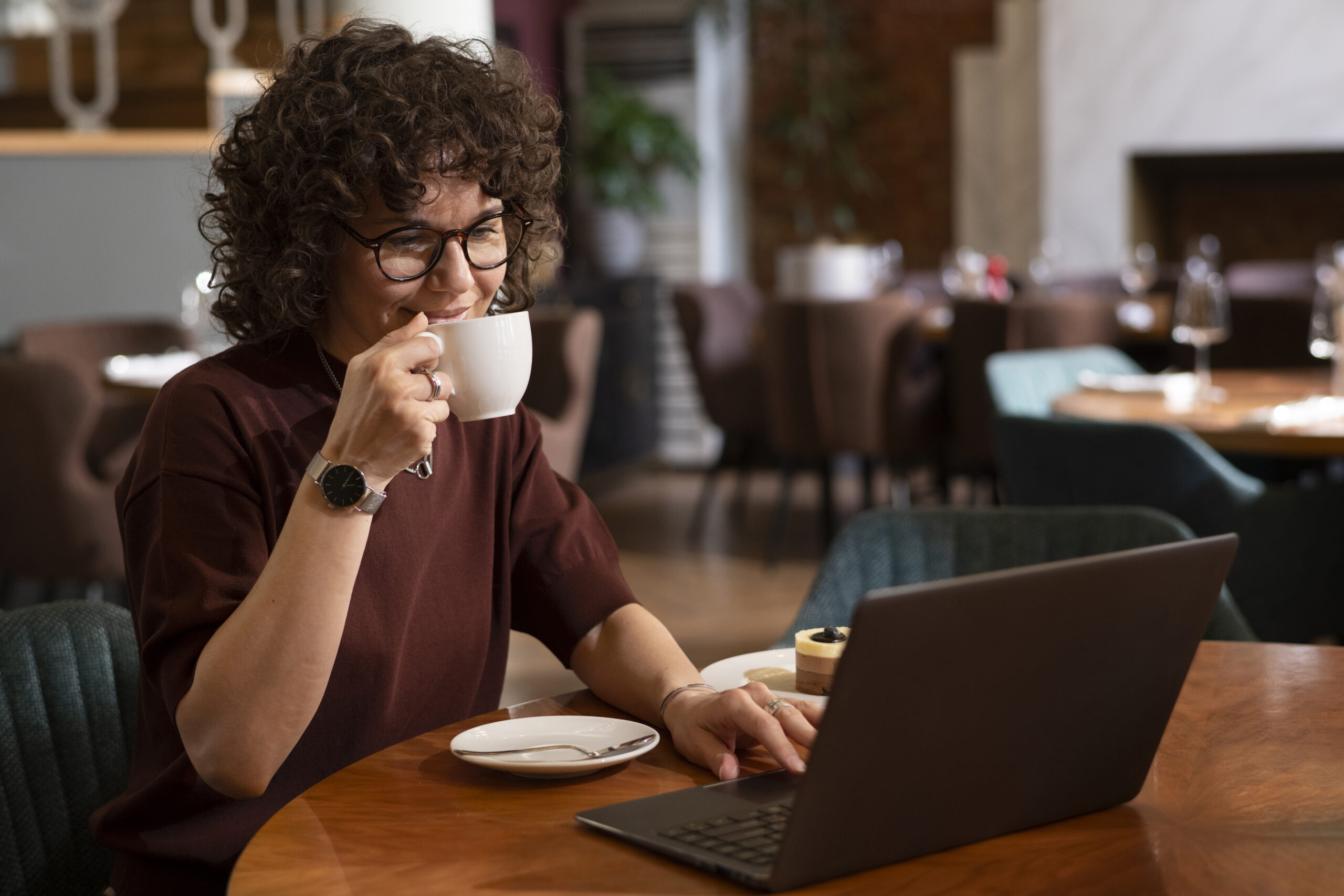 Woman working on laptop