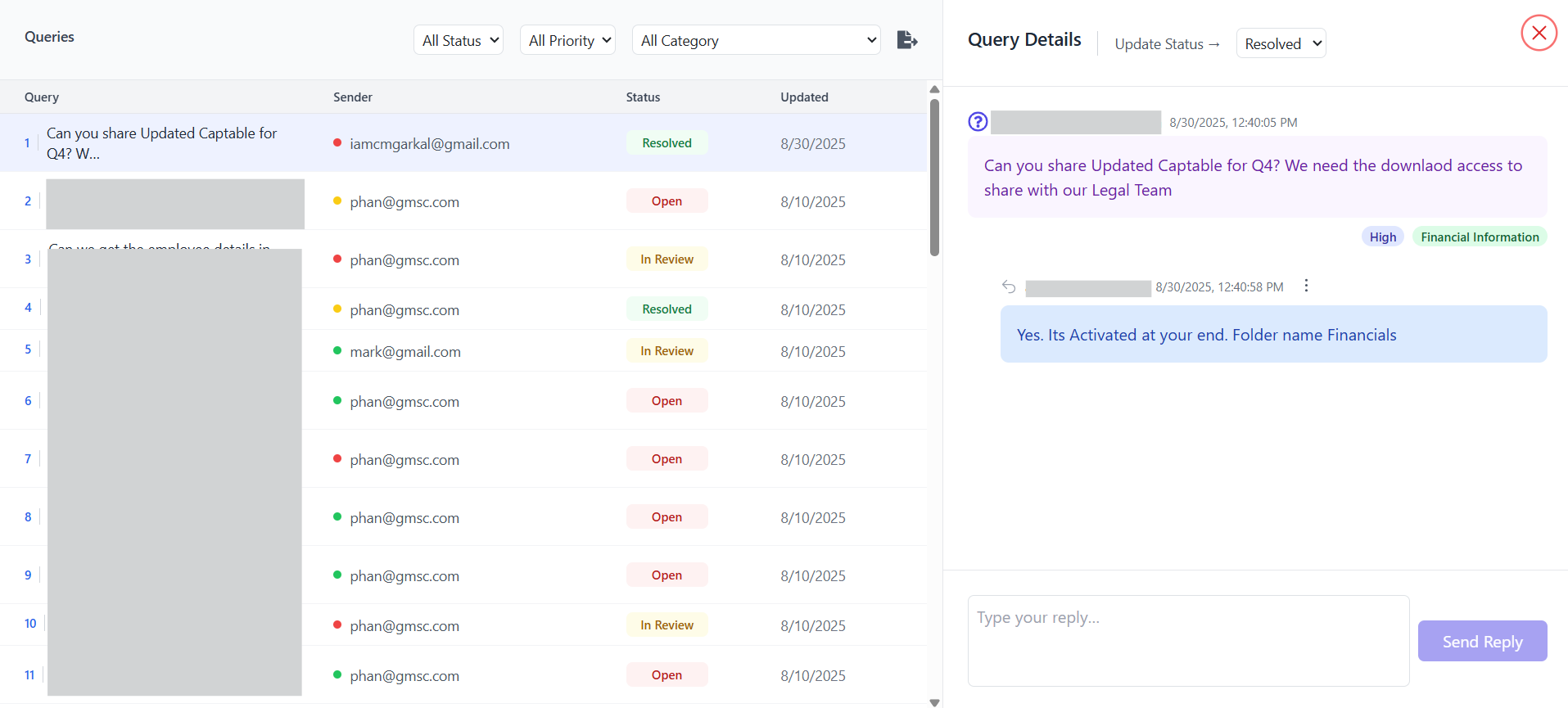 Centralized Q&A to avoid scattered email threads
