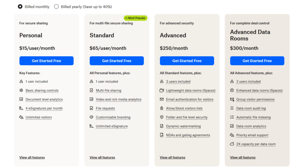 Docsend Pricing