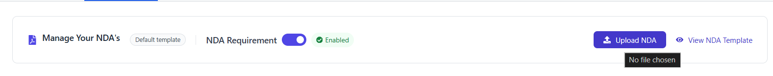 Upload NDA screen in DeelTrix with NDA requirement toggle